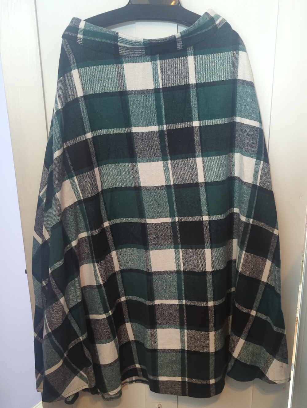 Green, black, and white plaid flannel maxi skirt. Never worn.